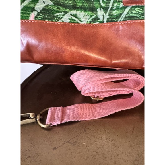 Judith March Large Duffel Bag Palm Leaves Spring Chic Leather Deep Weekender - Picture 3 of 5